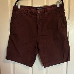 American Eagle men’s maroon flat front 9” inseam shorts size 33
